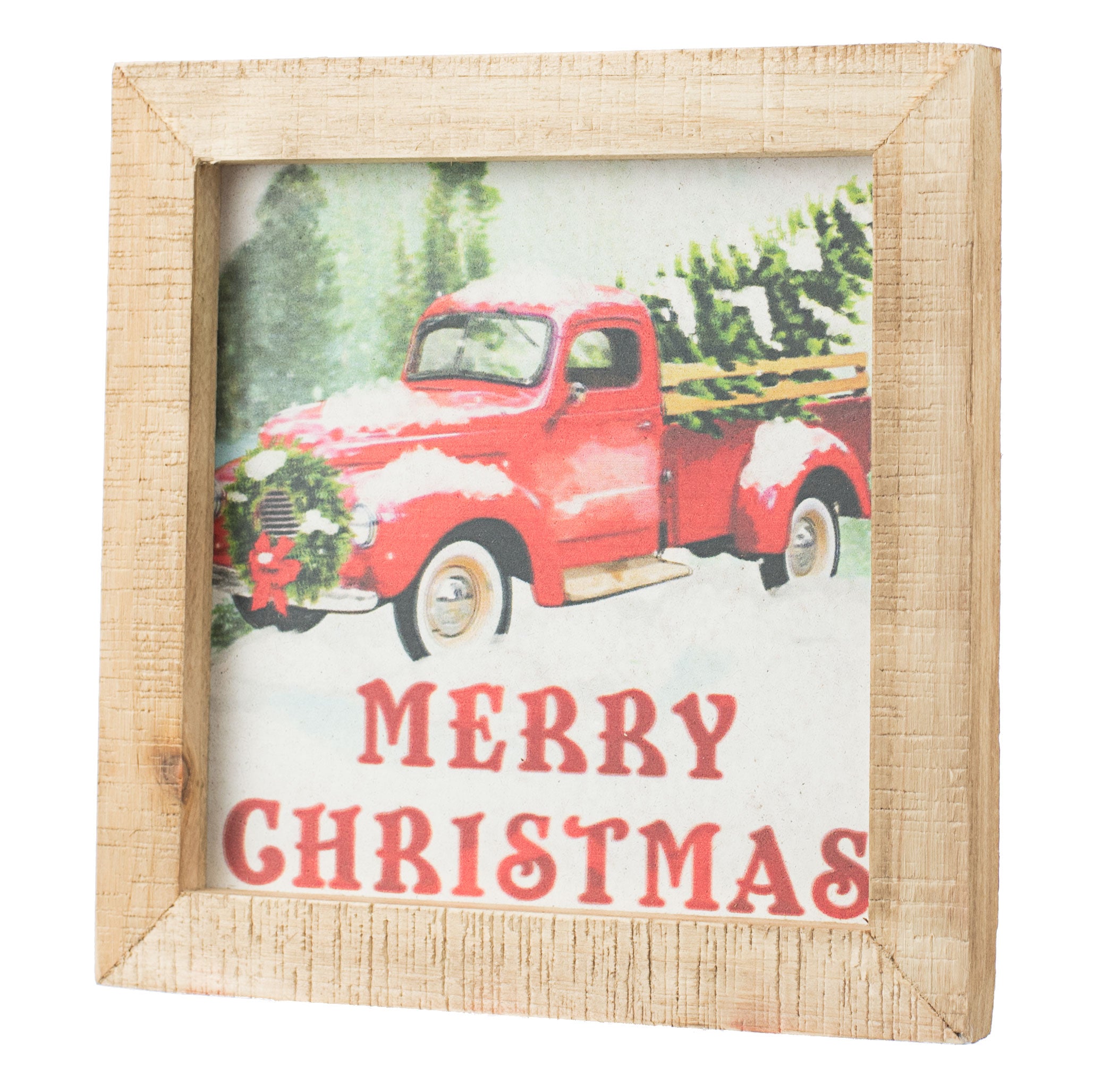 8" Old Red Truck with Tree Framed Sign Item Number: AP8278