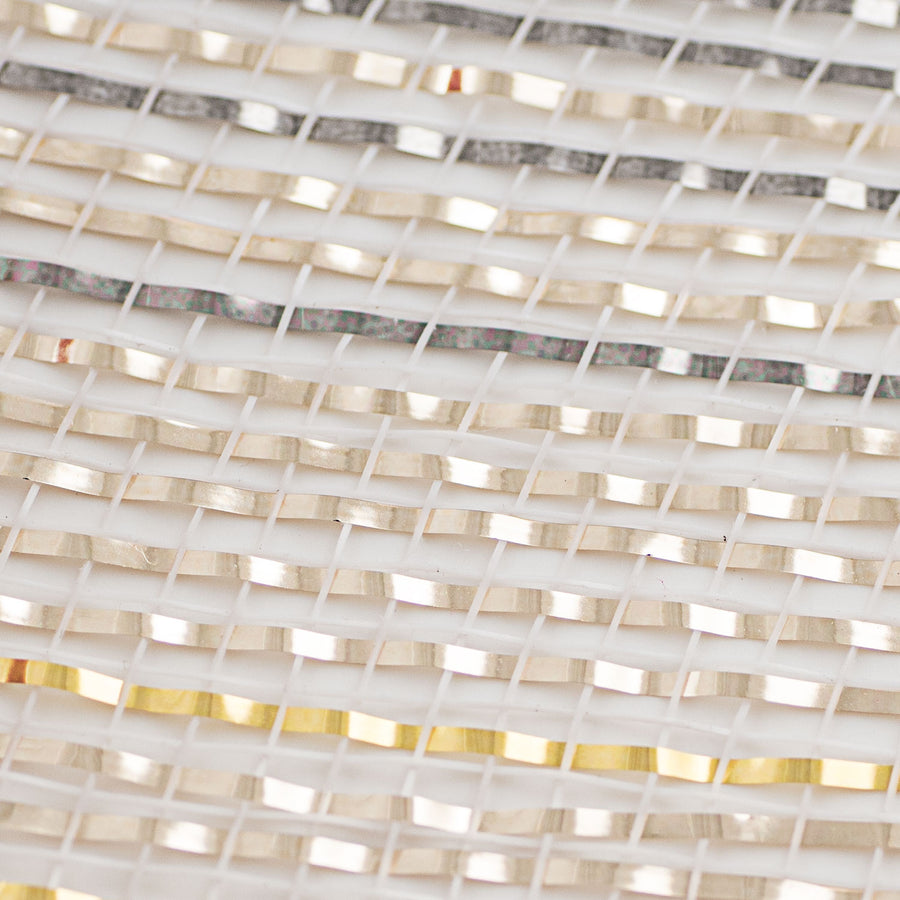 21" Ombré Metallic Deco Mesh: Pewter, Gold, Silver detail photo 3