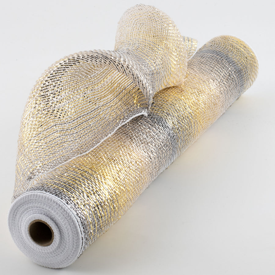 21" Ombré Metallic Deco Mesh: Pewter, Gold, Silver Item Number: XB1017-51