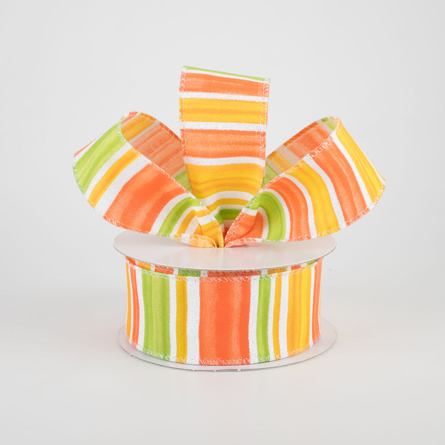 1.5" Ombré Strip Iridescent Glitter Ribbon: Lime, Orange, Coral (10 Yards) Lifestyle Photo