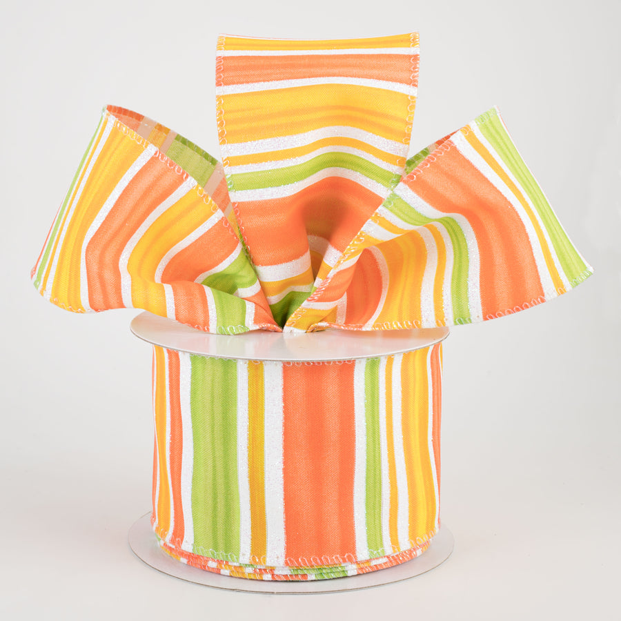 2.5" Ombré Strip Iridescent Glitter Ribbon: Lime, Orange, Coral (10 Yards) Lifestyle Photo