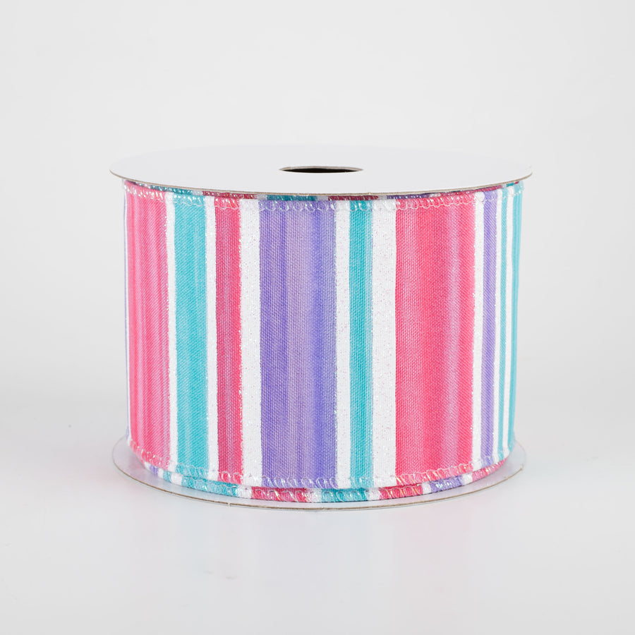 2.5" Ombré Strip Iridescent Glitter Ribbon: Teal, Lavender, Pink (10 Yards) Item Number: 41126-40-30