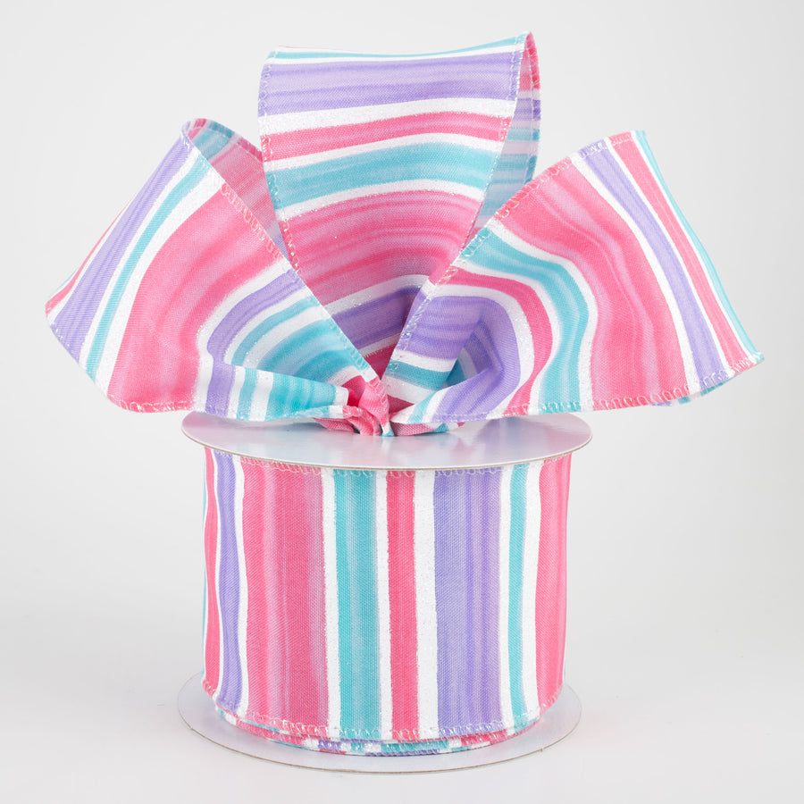 2.5" Ombré Strip Iridescent Glitter Ribbon: Teal, Lavender, Pink (10 Yards) Lifestyle Photo
