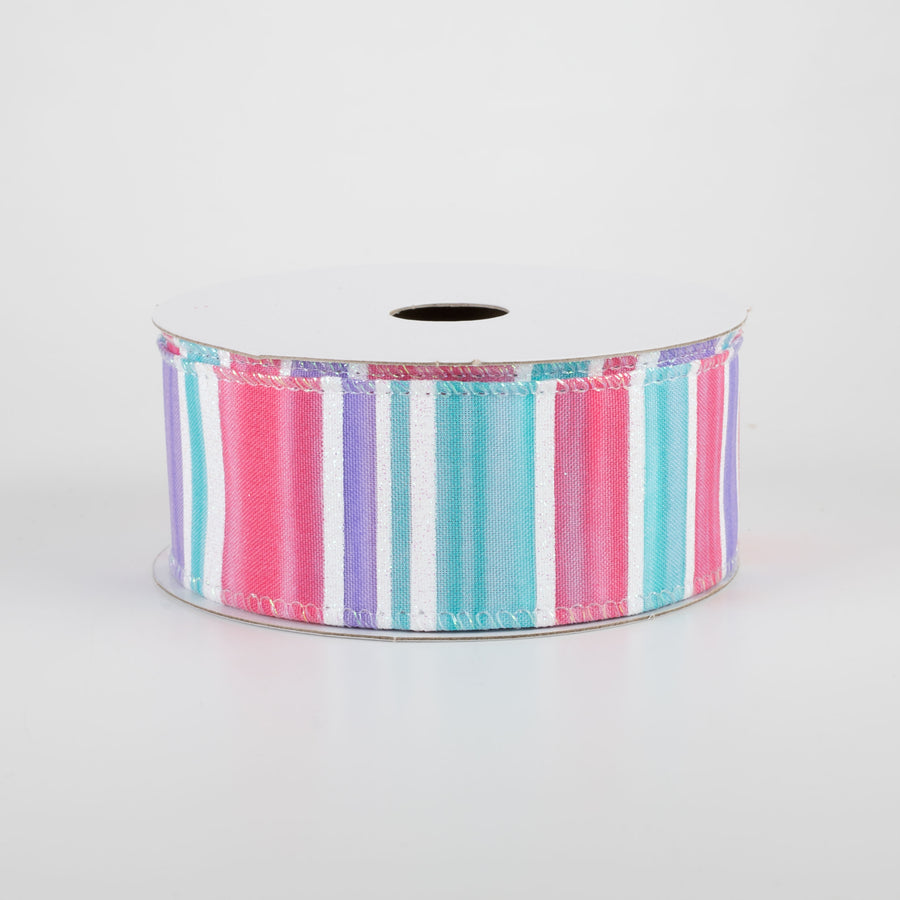1.5" Ombré Strip Iridescent Glitter Ribbon: Teal, Lavender, Pink (10 Yards)