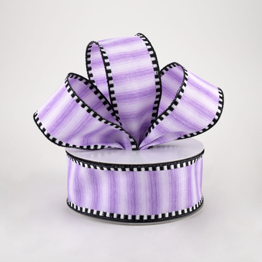 1.5" Ombré Stripe With Black & White Edge Ribbon: Lavender (10 Yards) Lifestyle Photo