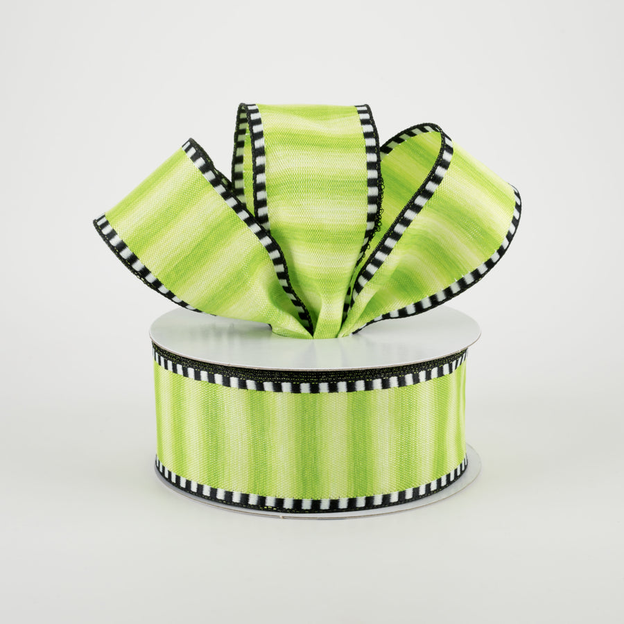 1.5" Ombré Stripe With Black & White Edge Ribbon: Lime (10 Yards) Lifestyle Photo