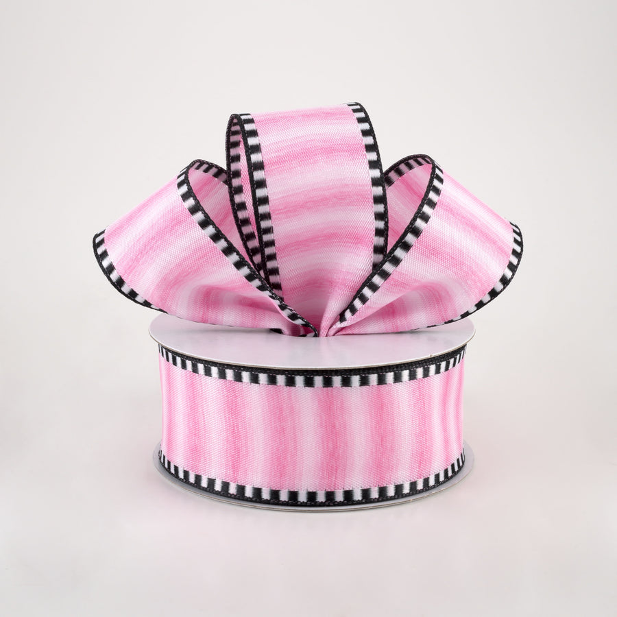 1.5" Ombré Stripe With Black & White Edge Ribbon: Pink (10 Yards) Lifestyle Photo