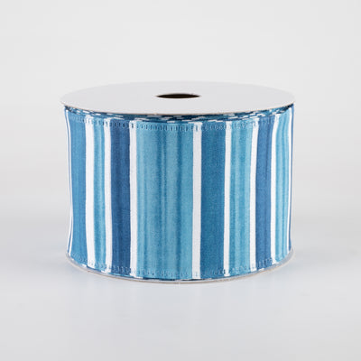 2.5" Ombré Stripes Glitter Ribbon: Seaglass Blues (10 Yards)