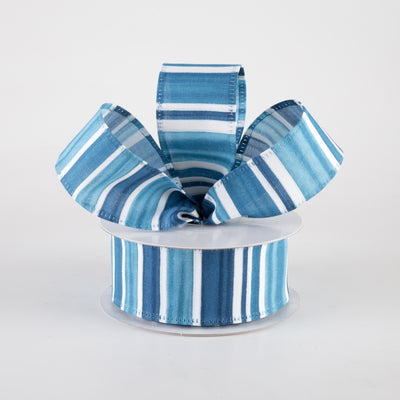 1.5" Ombré Stripes Glitter Ribbon: Seaglass Blues (10 Yards) Lifestyle Photo