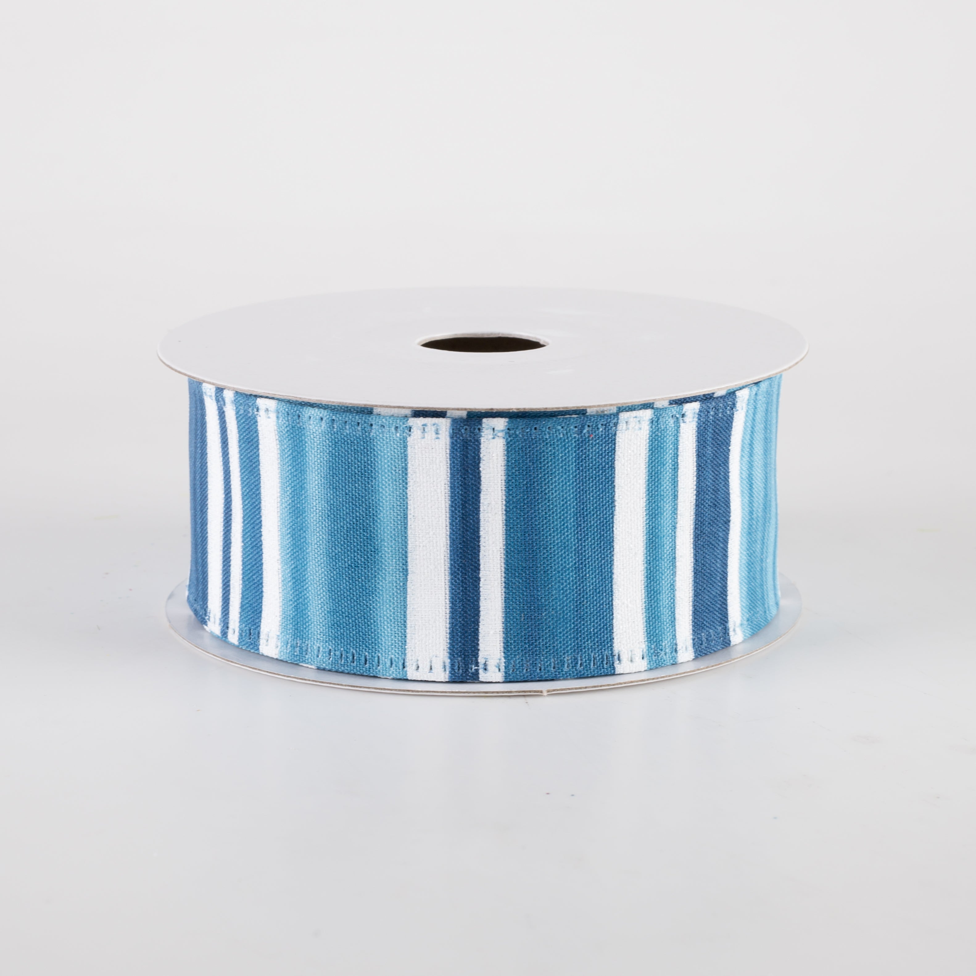1.5" Ombré Stripes Glitter Ribbon: Seaglass Blues (10 Yards)