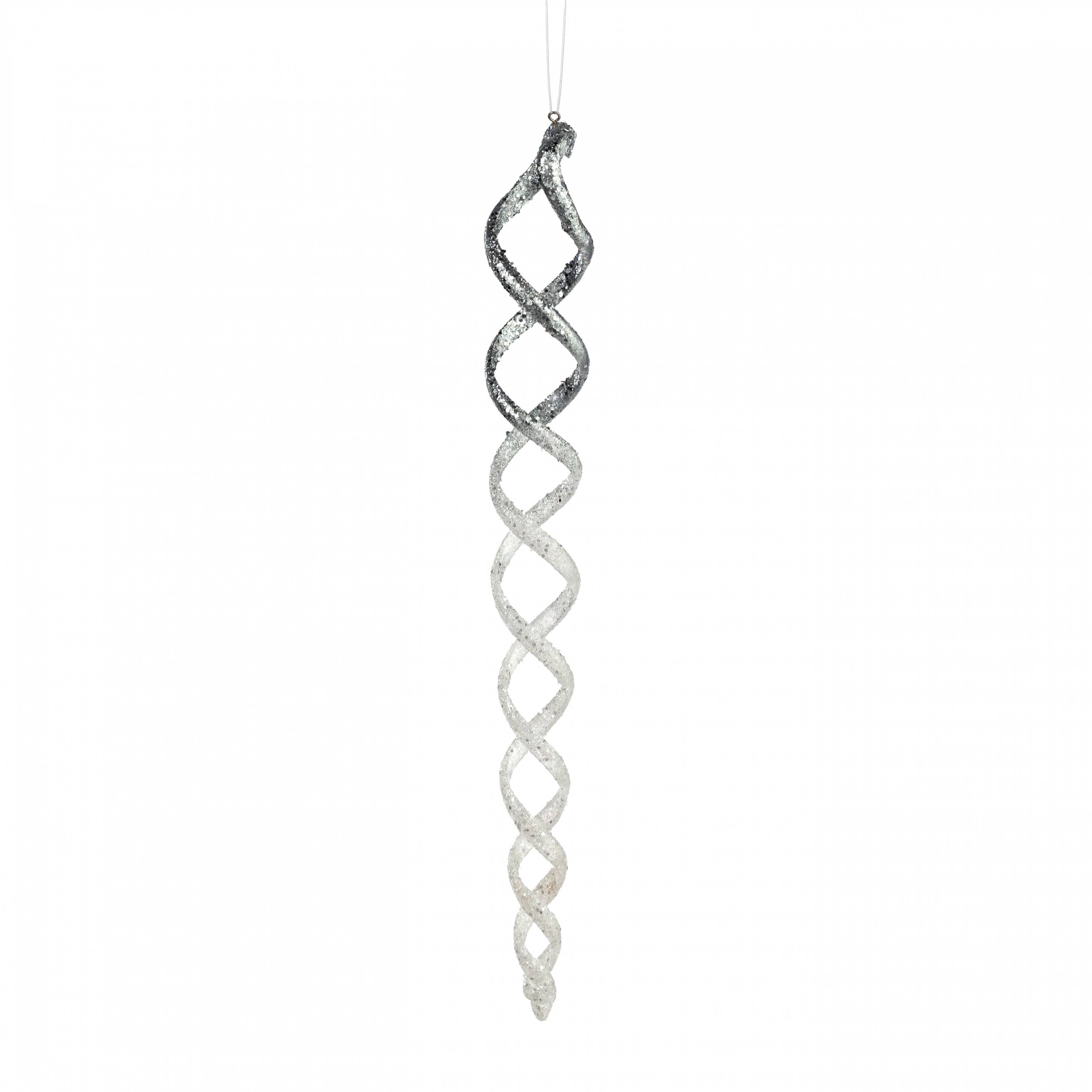 14" Ombre Glittered Icicle Swirl Ornament: Silver & White Item Number: 85976SVWT