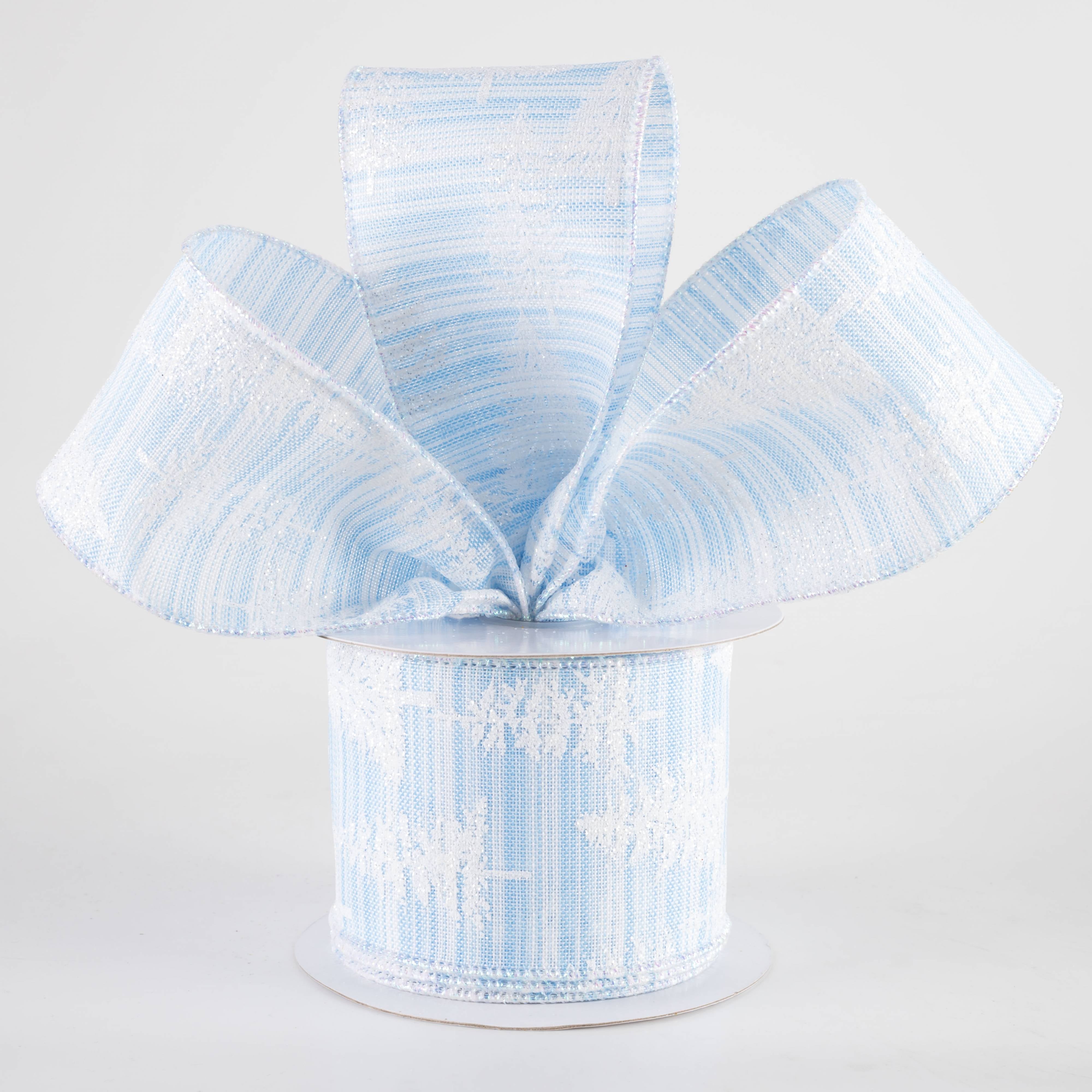2.5" Ombre Tweed Glittered Christmas Trees Ribbon: Light Blue & White (10 Yards) Lifestyle Photo