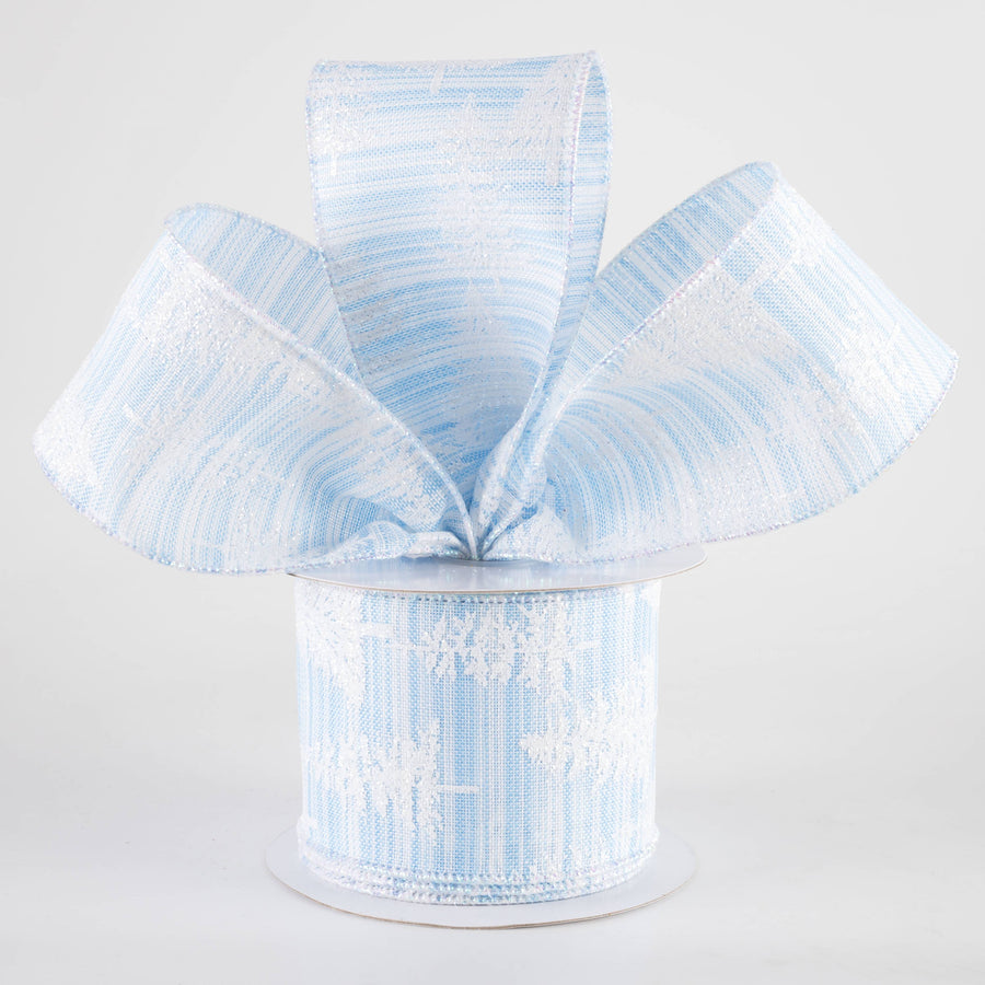 2.5" Ombre Tweed Glittered Christmas Trees Ribbon: Light Blue & White (10 Yards) Lifestyle Photo