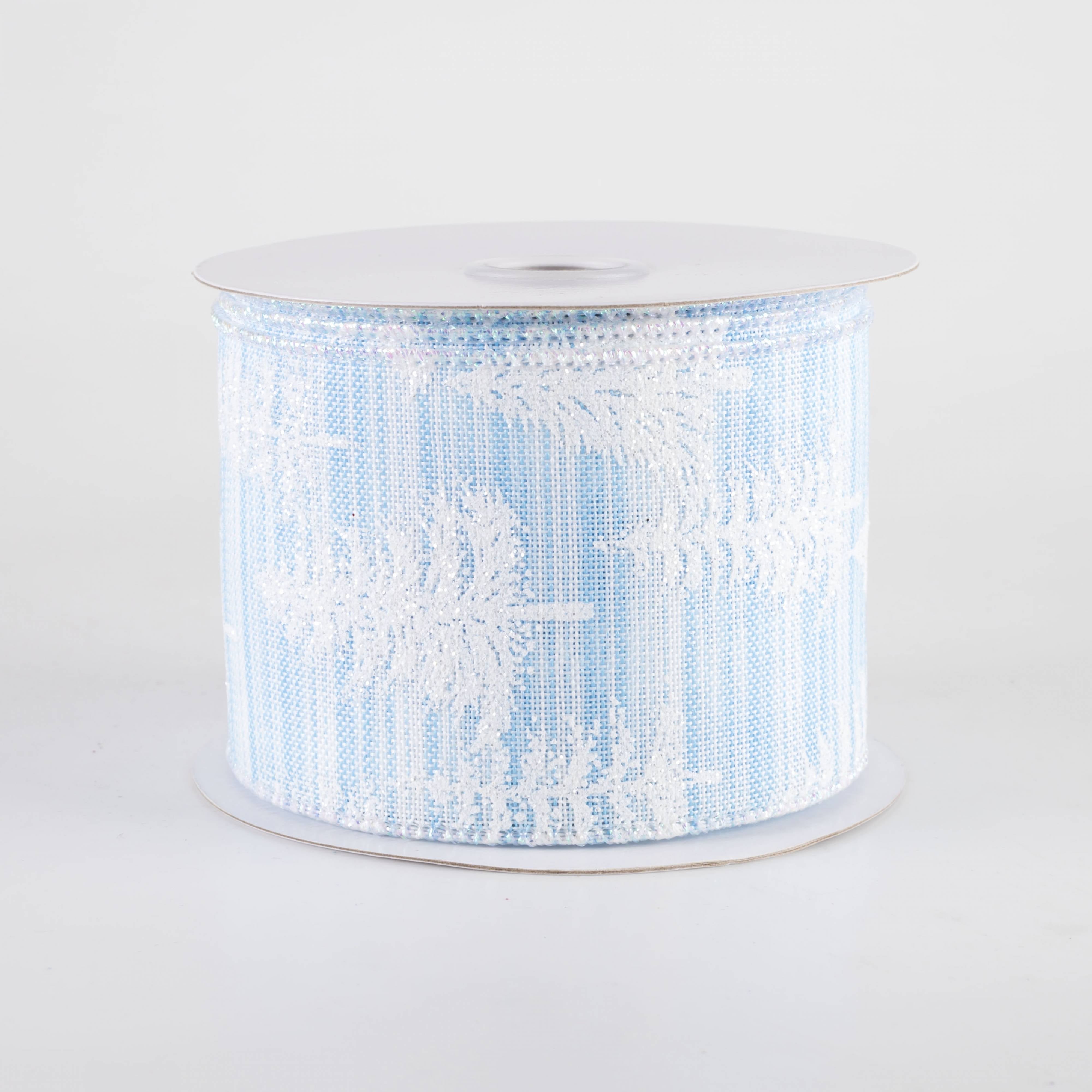 2.5" Ombre Tweed Glittered Christmas Trees Ribbon: Light Blue & White (10 Yards) Item Number: 78491-40-04