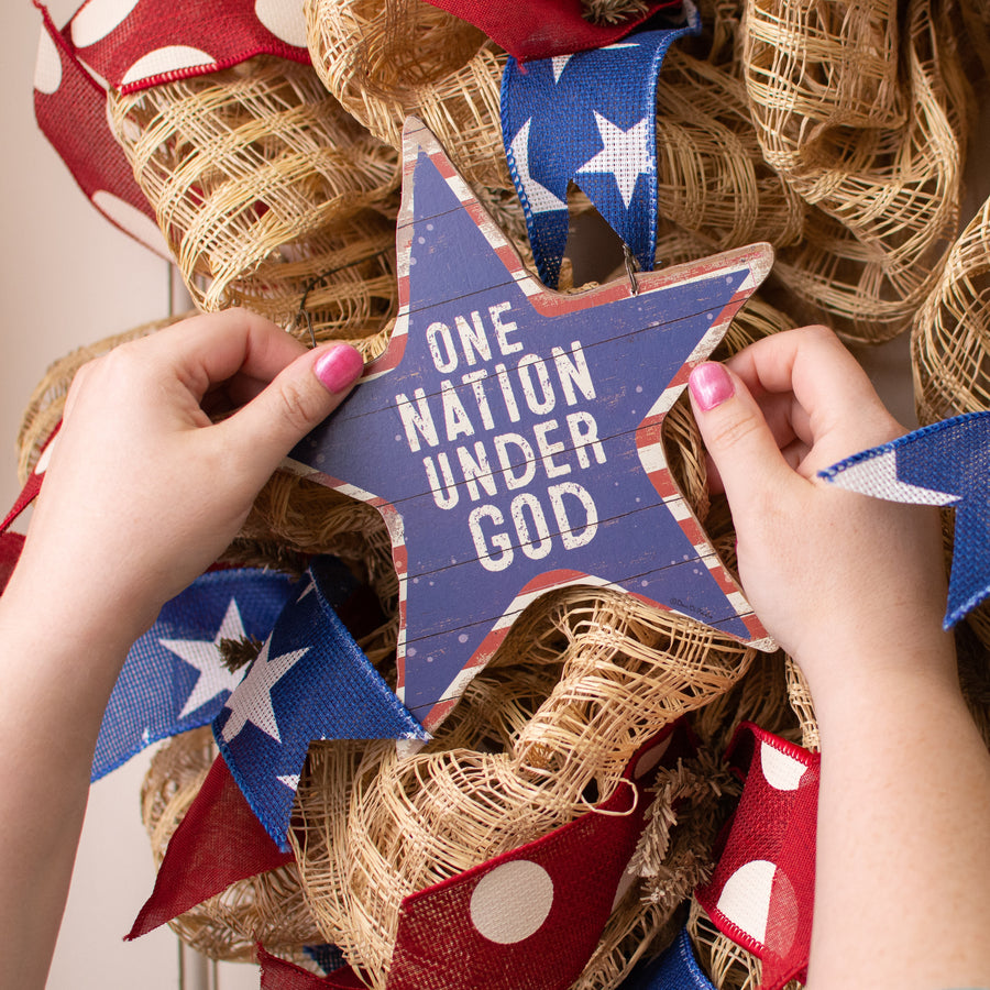8" One Nation Under God Hanging Sign Lifestyle Photo