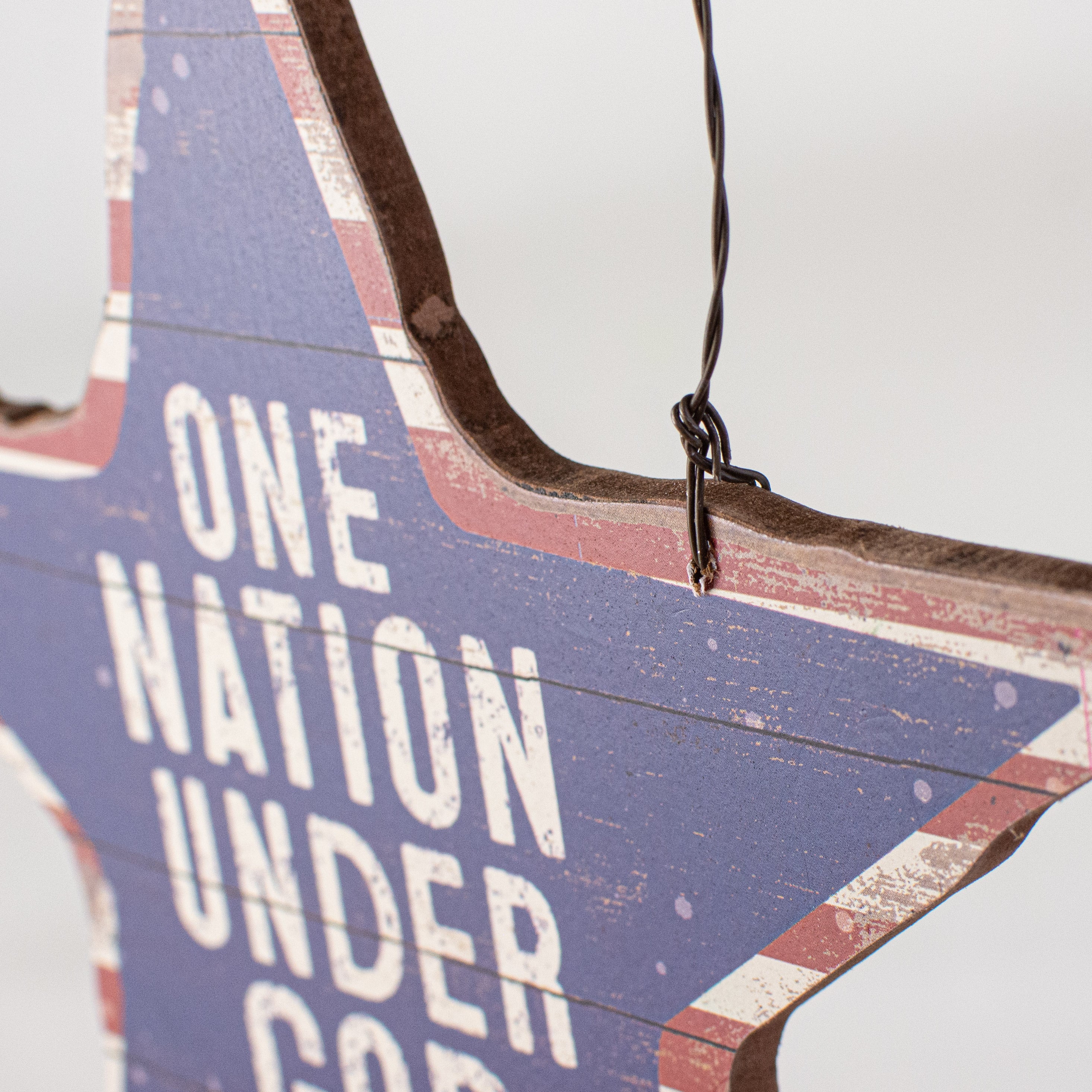 8" One Nation Under God Hanging Sign detail photo 3
