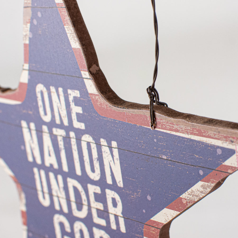 8" One Nation Under God Hanging Sign detail photo 3