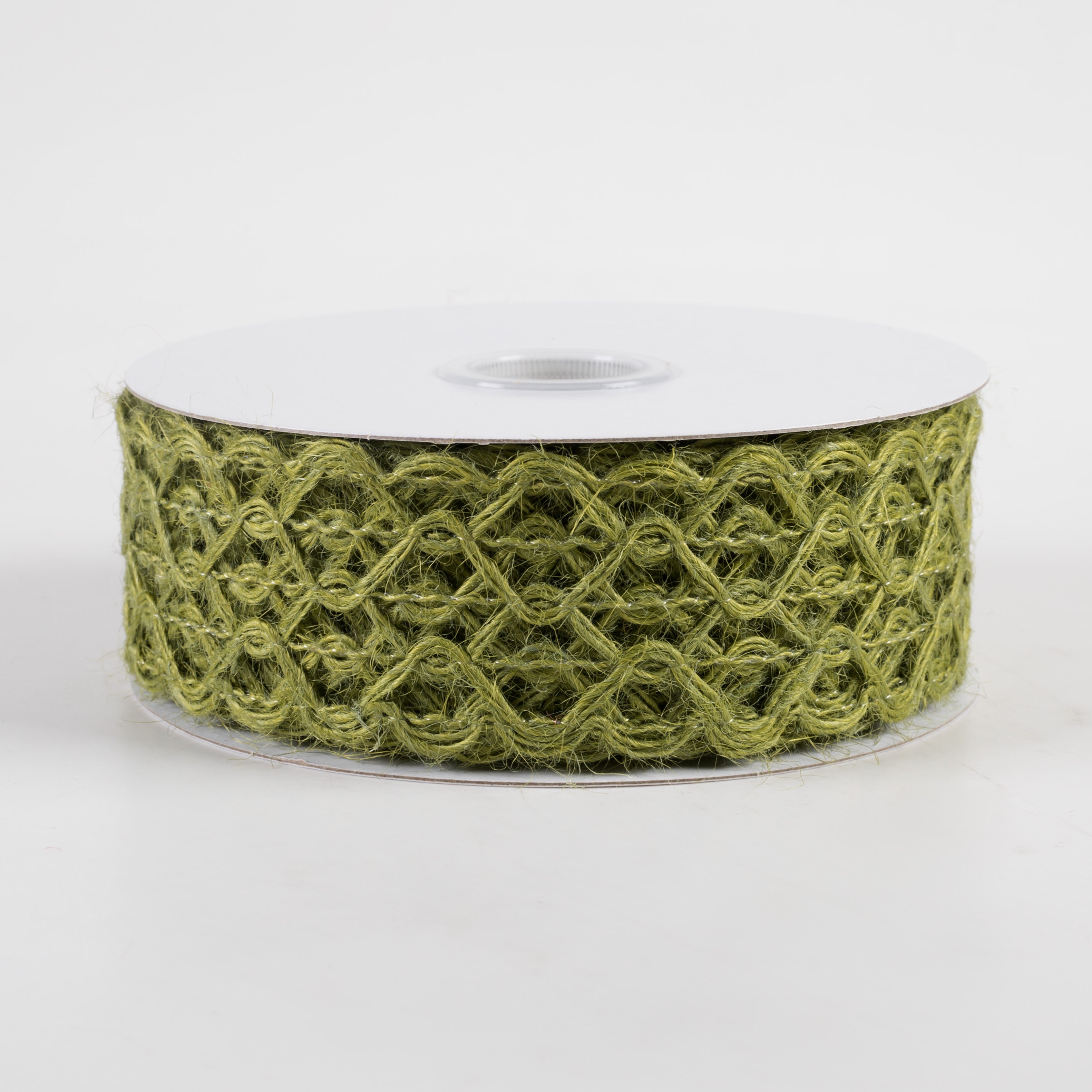 1.5" Open Weave Ribbon: Moss Green (10 Yards)