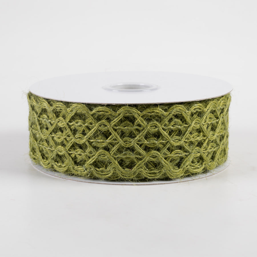 1.5" Open Weave Ribbon: Moss Green (10 Yards)