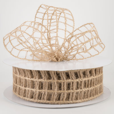 2.5" Open Weave Window Pane Burlap Ribbon: Natural (50 Yards) Lifestyle Photo