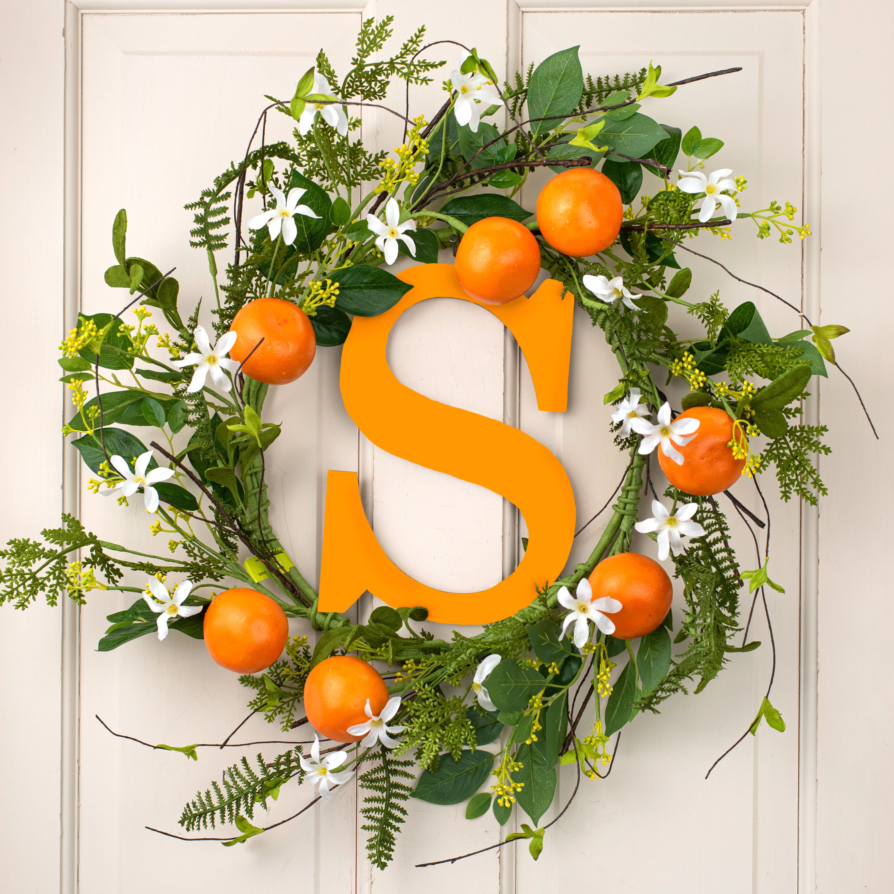 22" Orange & Fern Wreath Lifestyle Photo