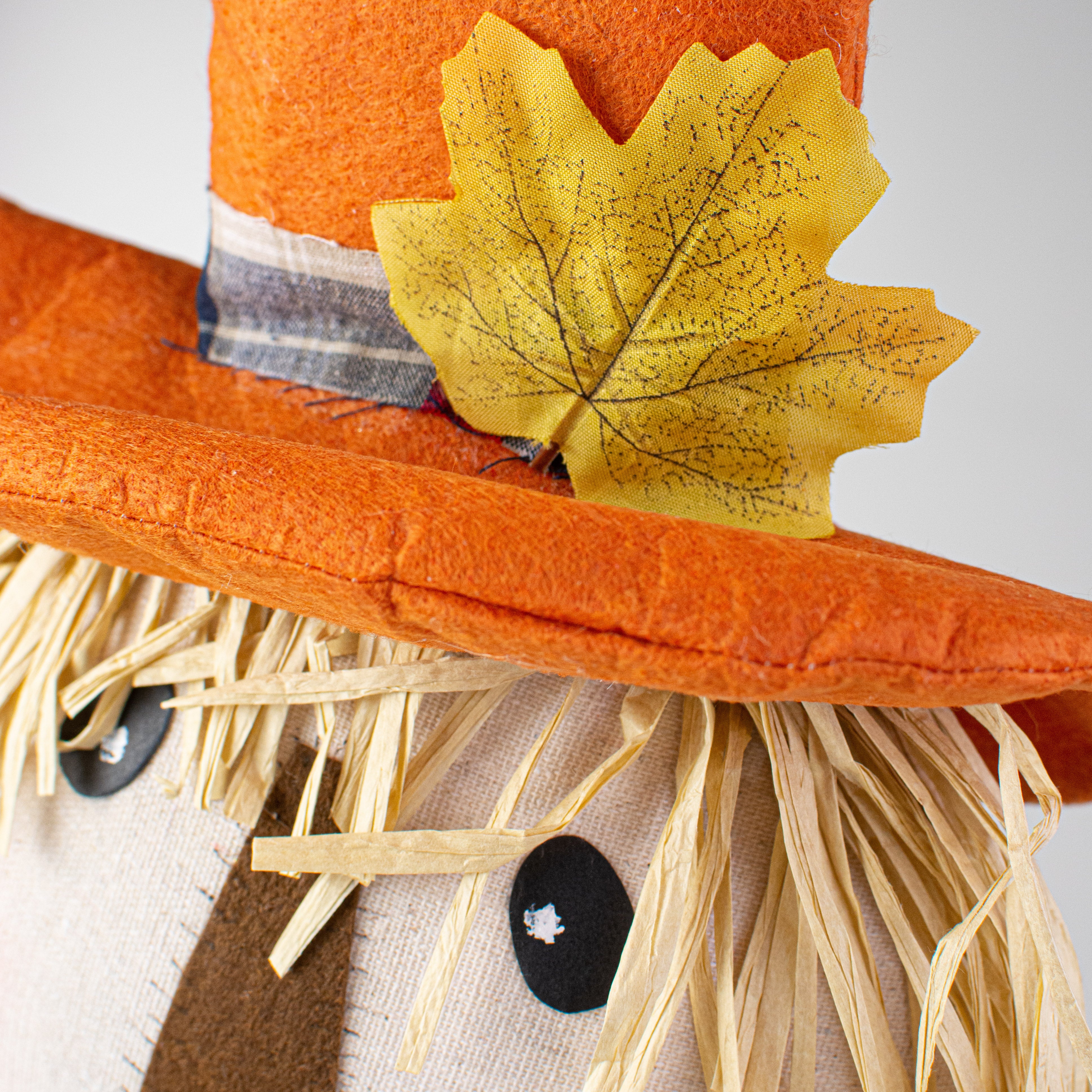 12" Orange Hat Scarecrow Head Ornament detail photo 3