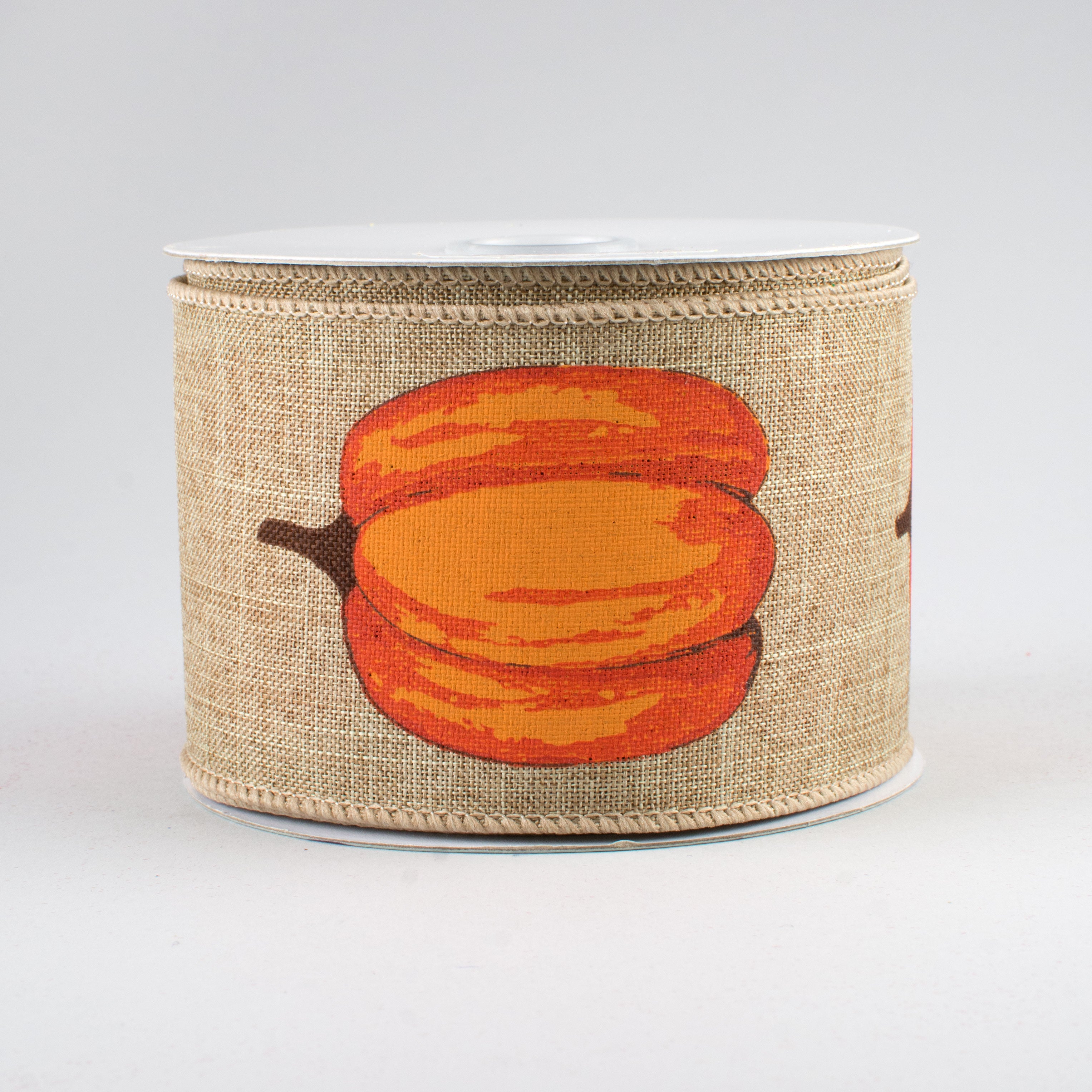 2.5" Orange Pumpkin Ribbon: Beige (10 Yards)