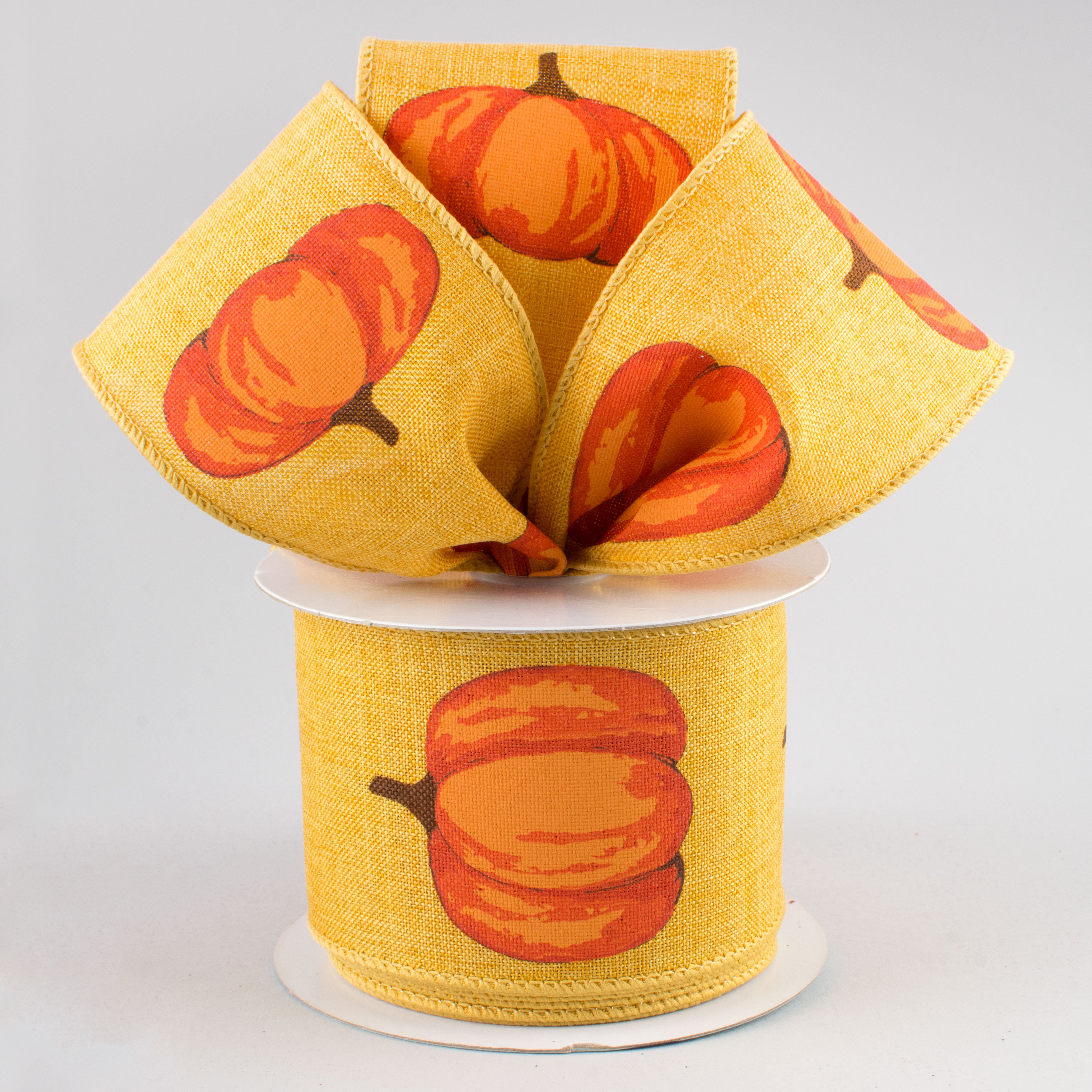 2.5" Orange Pumpkin Ribbon: Dark Mustard (10 Yards) Lifestyle Photo