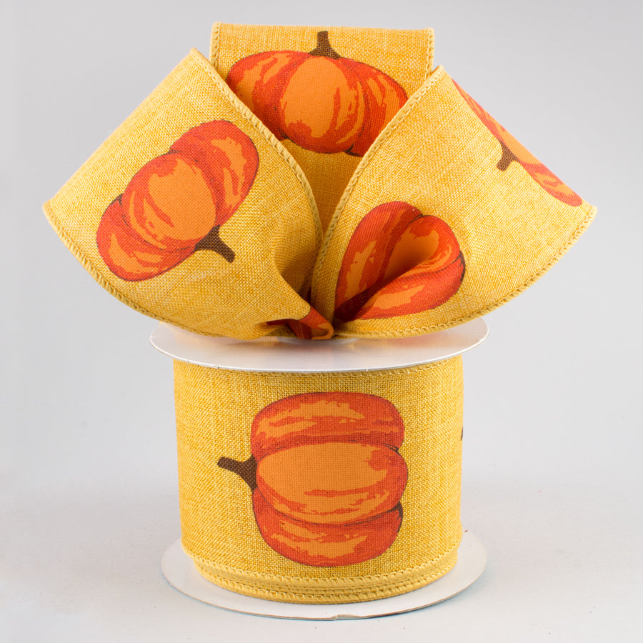 2.5" Orange Pumpkin Ribbon: Dark Mustard (10 Yards) Lifestyle Photo