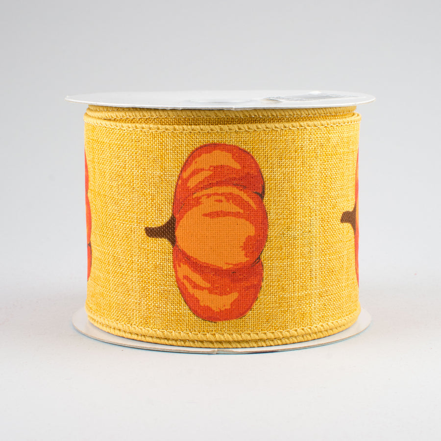 2.5" Orange Pumpkin Ribbon: Dark Mustard (10 Yards)