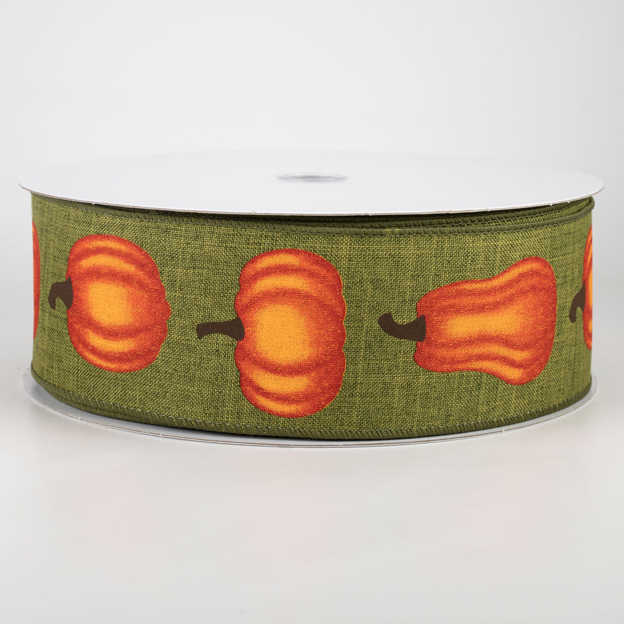 2.5" Orange Pumpkin Ribbon: Moss (50 Yards) Item Number: CH0940-238