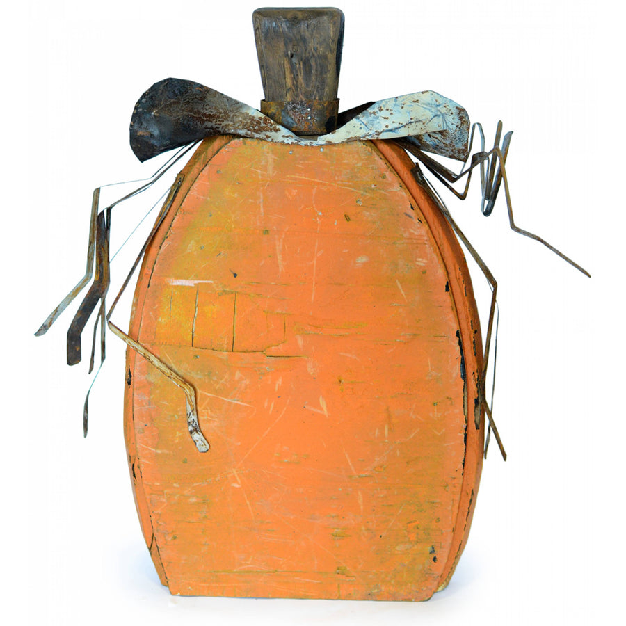 17" Orange Wooden Pumpkin With Hat detail photo 3