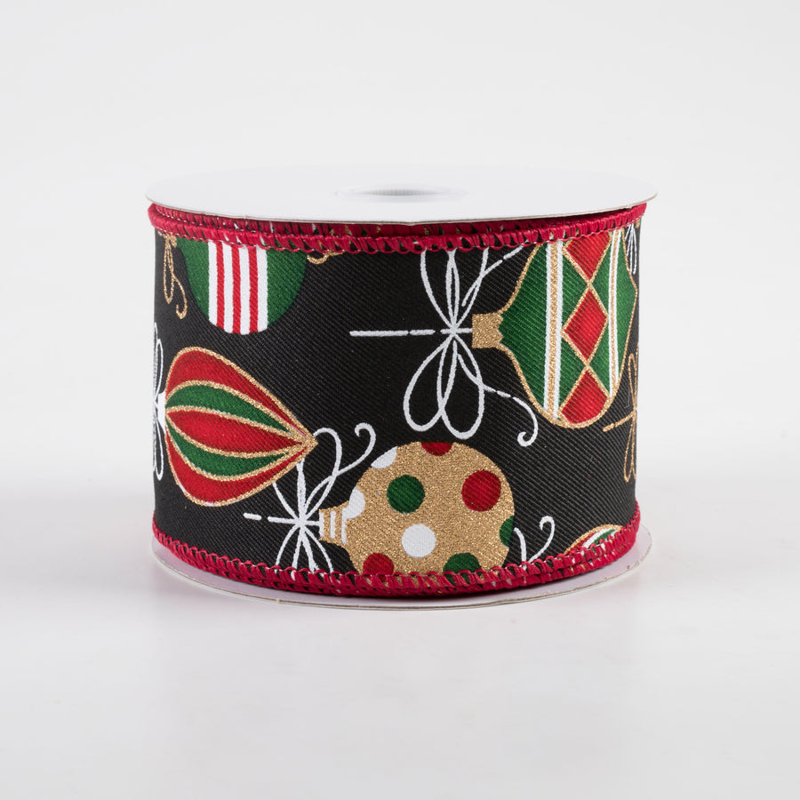 2.5" Ornaments Ribbon: Black, Red, Green, Gold (10 Yards) Item Number: 71324-40-21