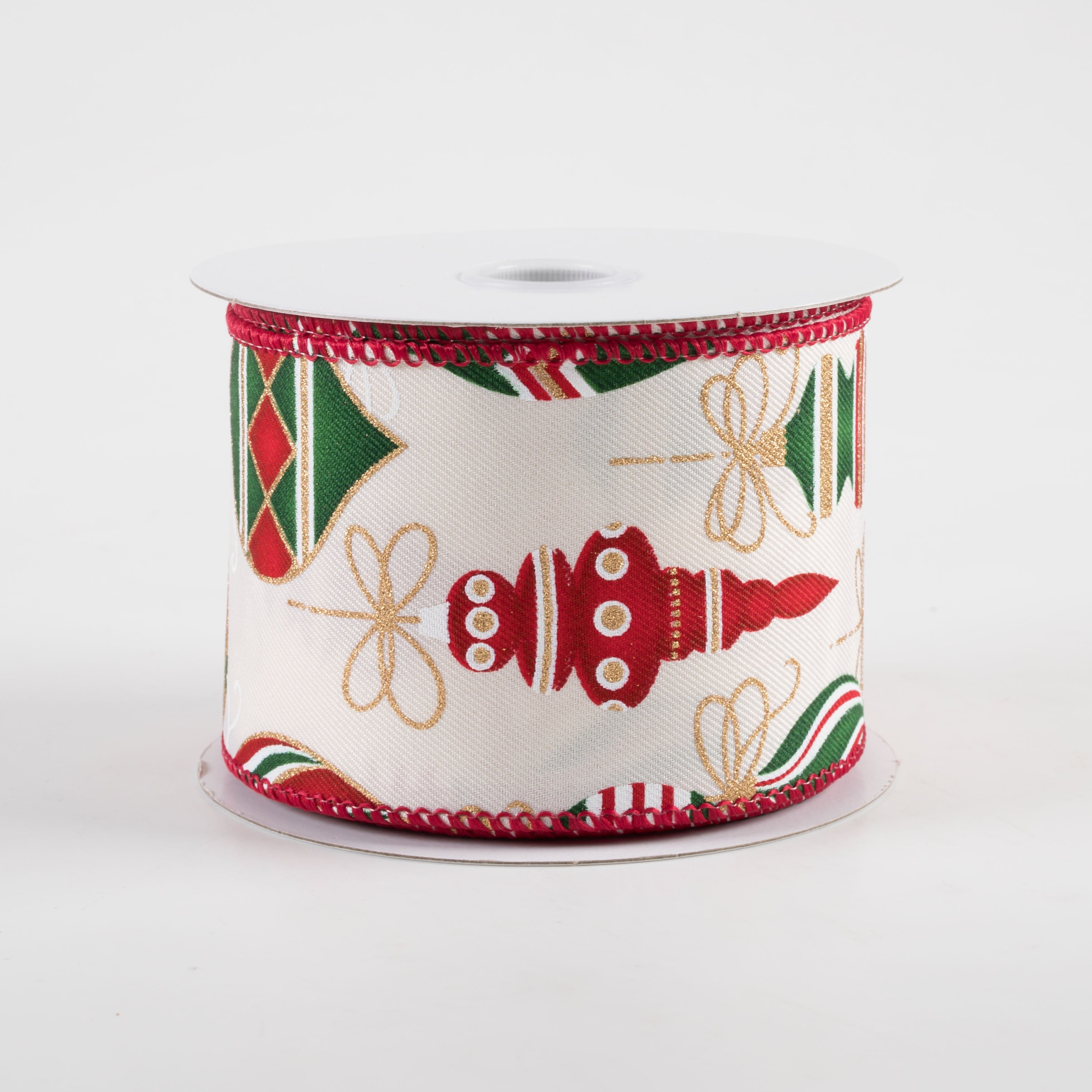 2.5" Ornaments Ribbon: Ivory, Red, Green, Gold (10 Yards) Item Number: 71324-40-18
