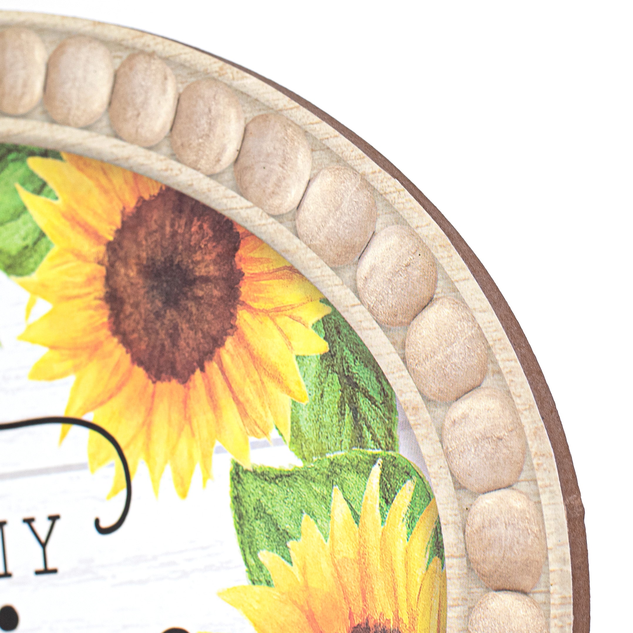 13" Oval Wooden Sign: Bead Edge You Are My Sunshine Sunflowers detail photo 3