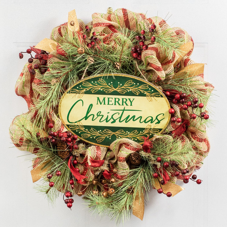 13" Oval Wooden Sign: Merry Christmas Hunter Green Lifestyle Photo