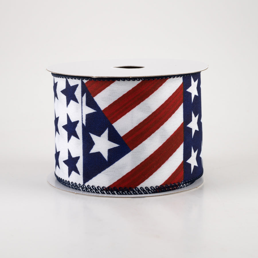 2.5" Painted Stars & Stripes Ribbon (10 Yards)
