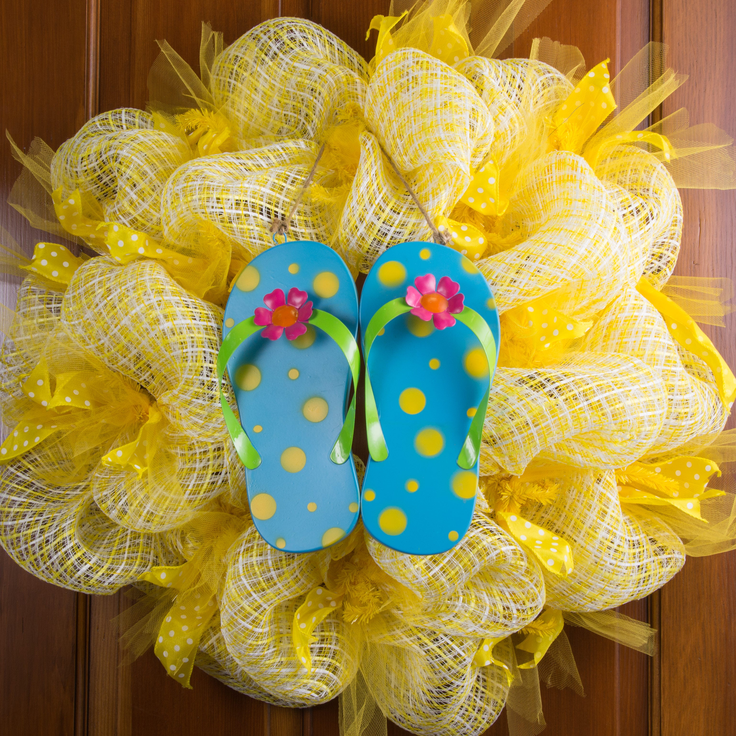 9.75" Pair of Metal Flip Flops Decoration: Blue Lifestyle Photo