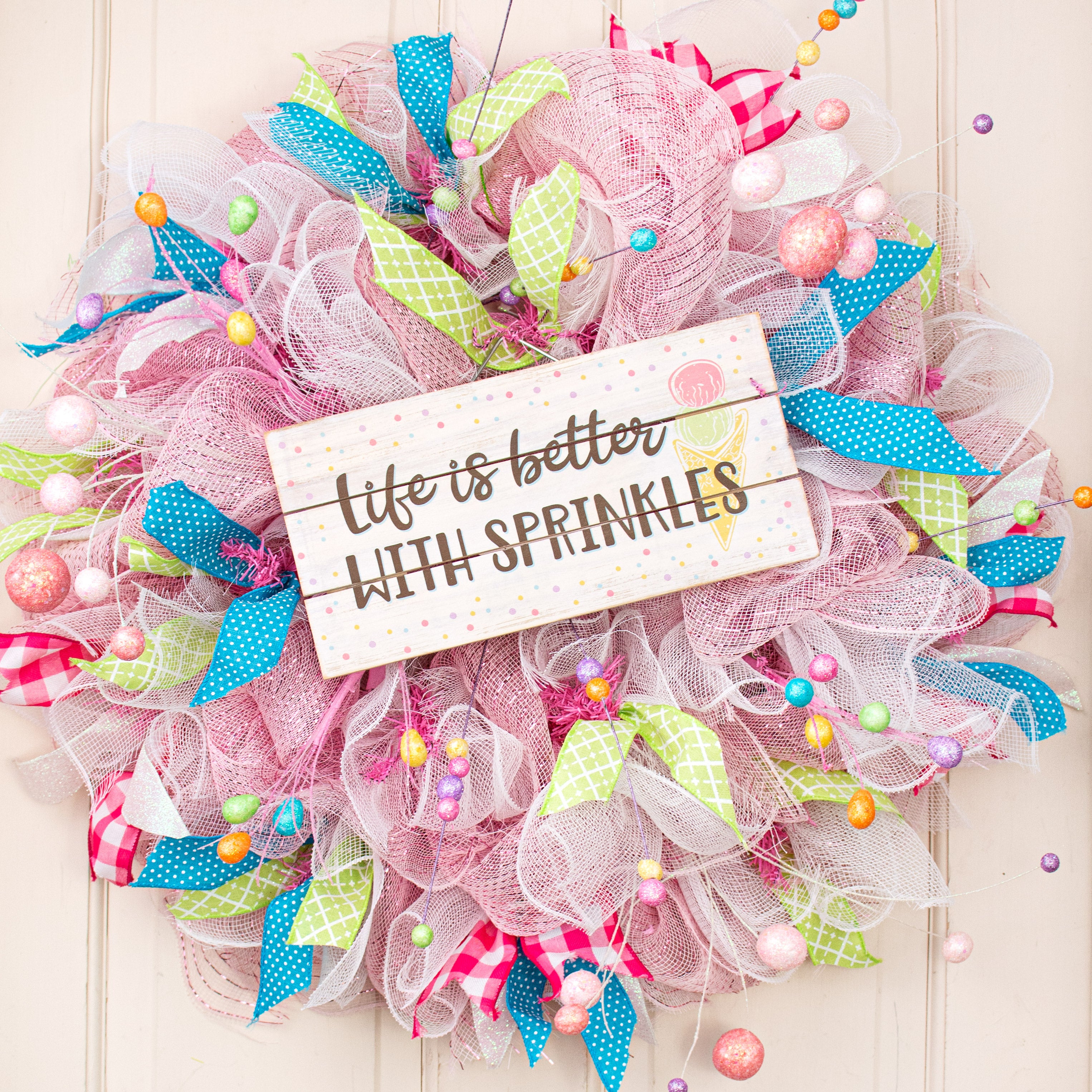 12" Pallet Wood Sign: Ice Cream With Sprinkles Lifestyle Photo