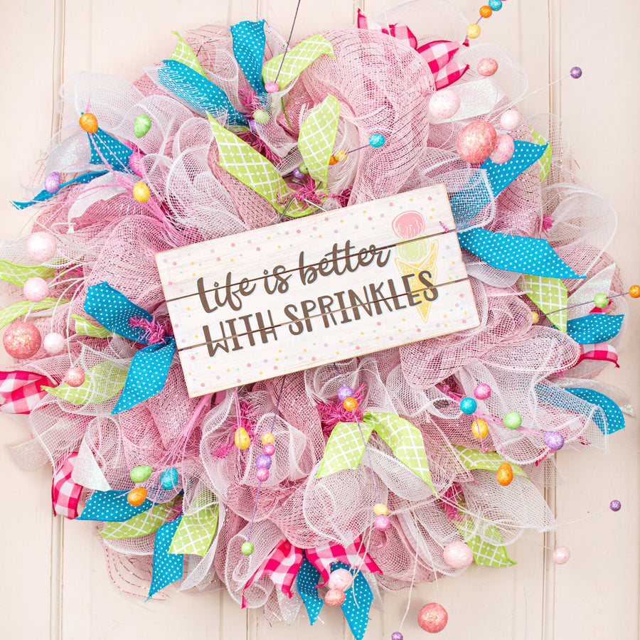 12" Pallet Wood Sign: Ice Cream With Sprinkles Lifestyle Photo