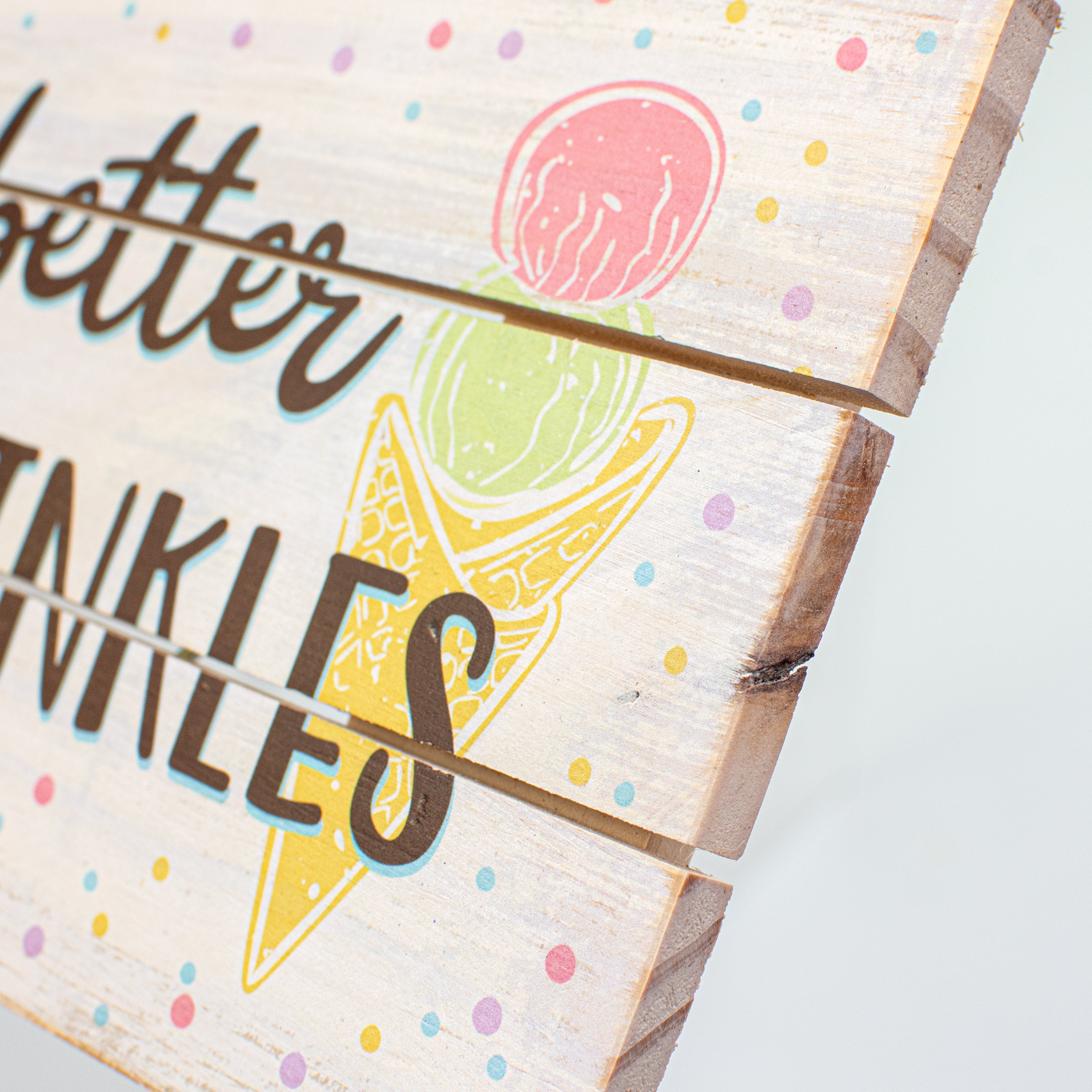12" Pallet Wood Sign: Ice Cream With Sprinkles detail photo 5