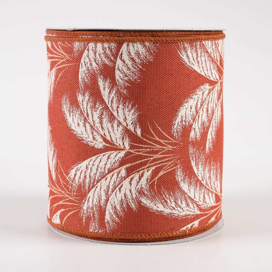 4" Pampas Grass Ribbon: Rust & Ivory (10 Yards)