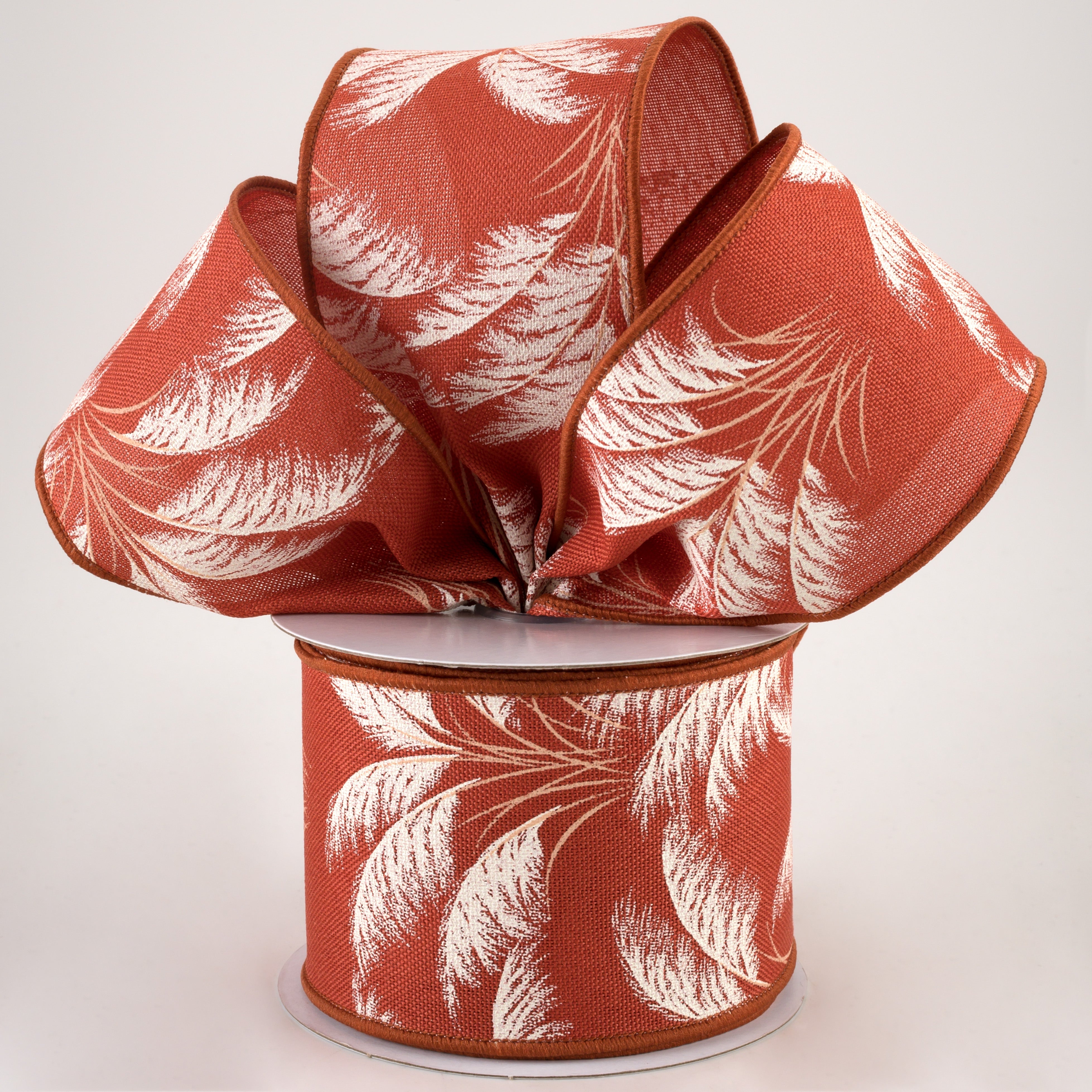 2.5" Pampas Grass Ribbon: Rust & Ivory (10 Yards) Lifestyle Photo