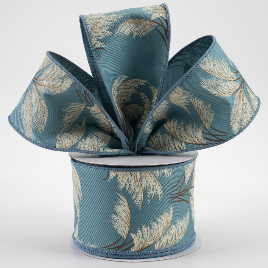 2.5" Pampas Grass Ribbon: Smoke Blue (10 Yards) Lifestyle Photo