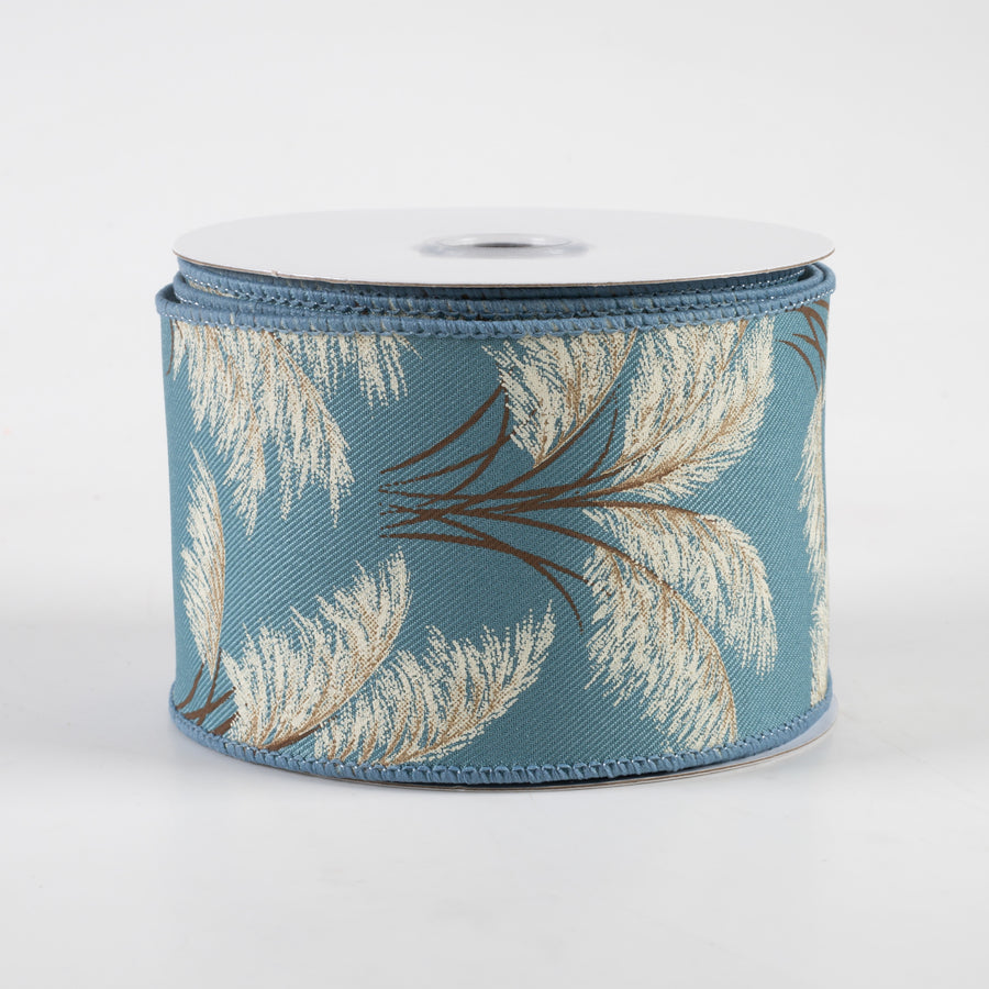 2.5" Pampas Grass Ribbon: Smoke Blue (10 Yards)