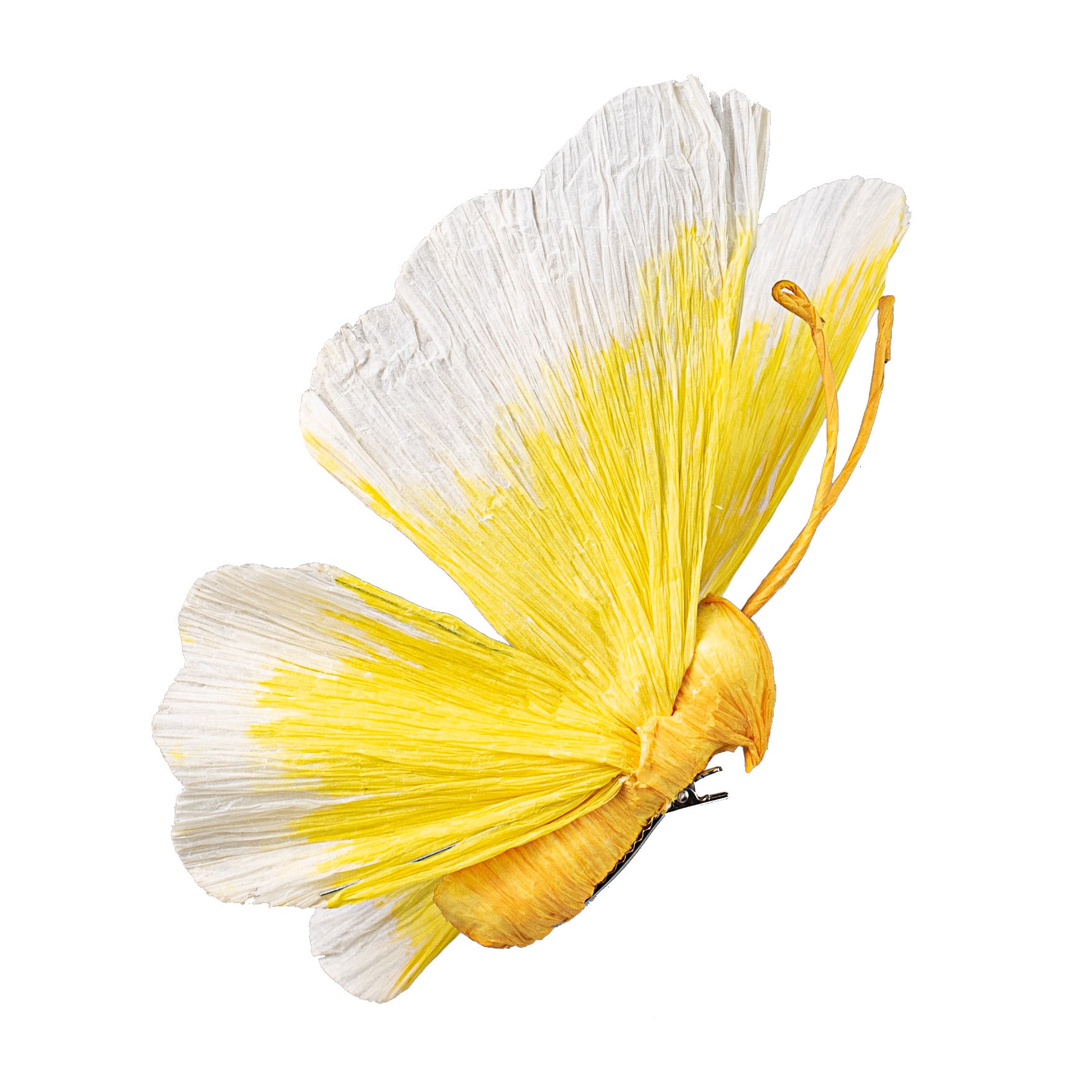 7" Paper Butterfly With Clip: Yellow detail photo 3