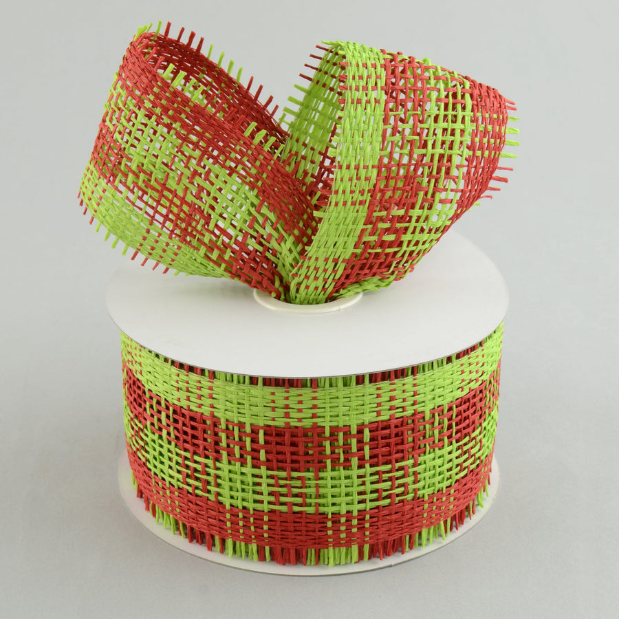 2.5" Paper Mesh Ribbon: Lime Green/Red Plaid (20 Yards) Lifestyle Photo