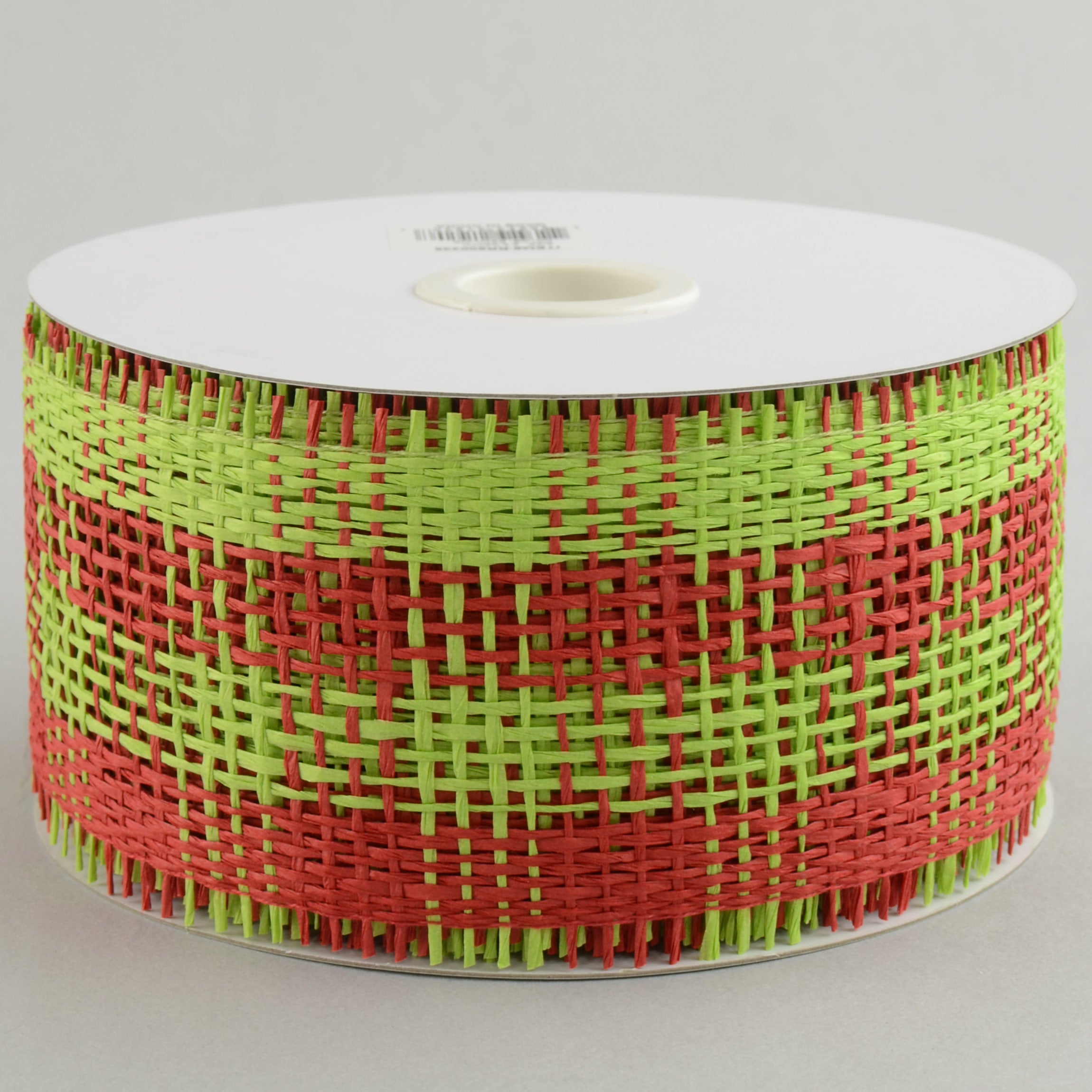 2.5" Paper Mesh Ribbon: Lime Green/Red Plaid (20 Yards) Item Number: RR600235