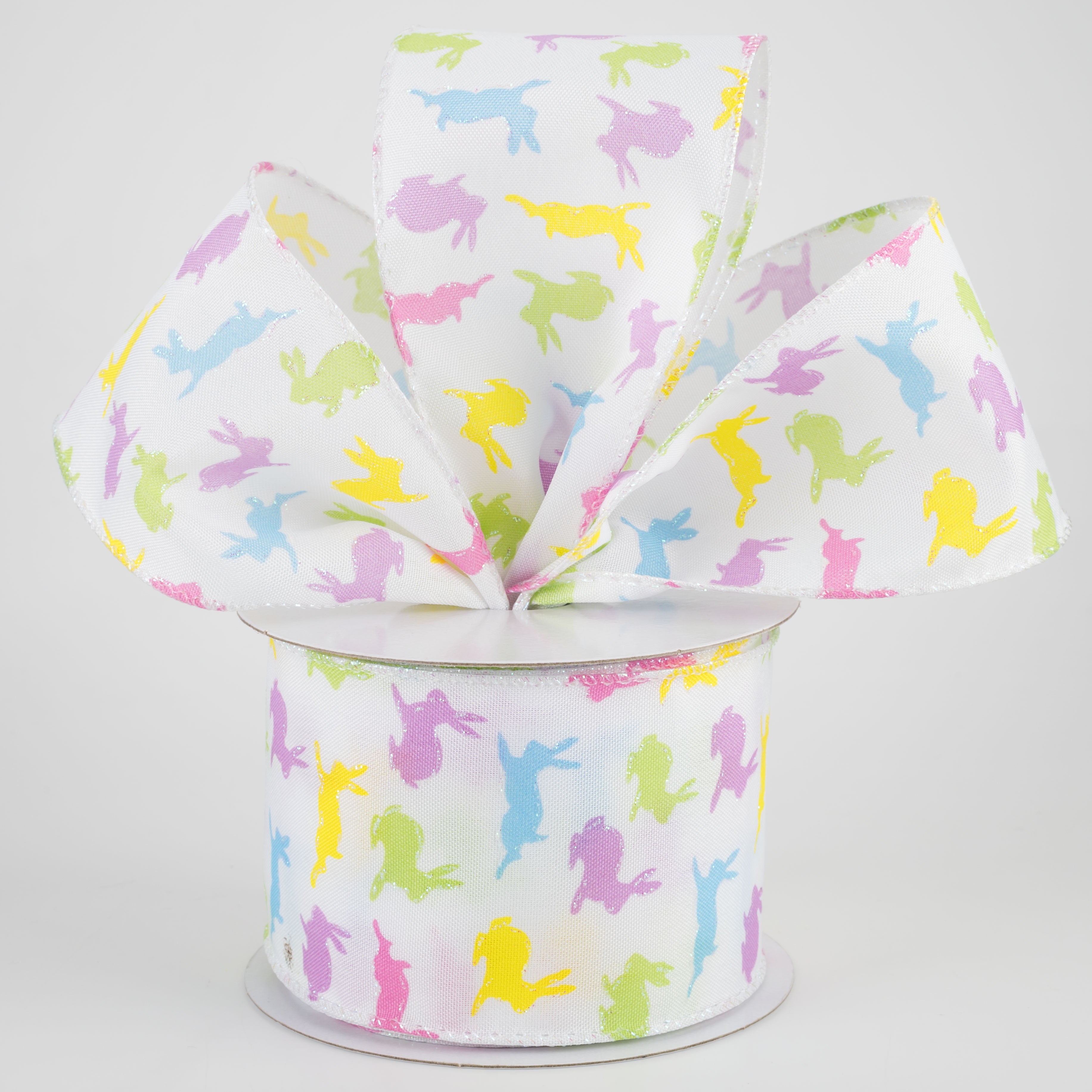 2.5" Pastel Bunnies Ribbon: White (10 Yards) Lifestyle Photo