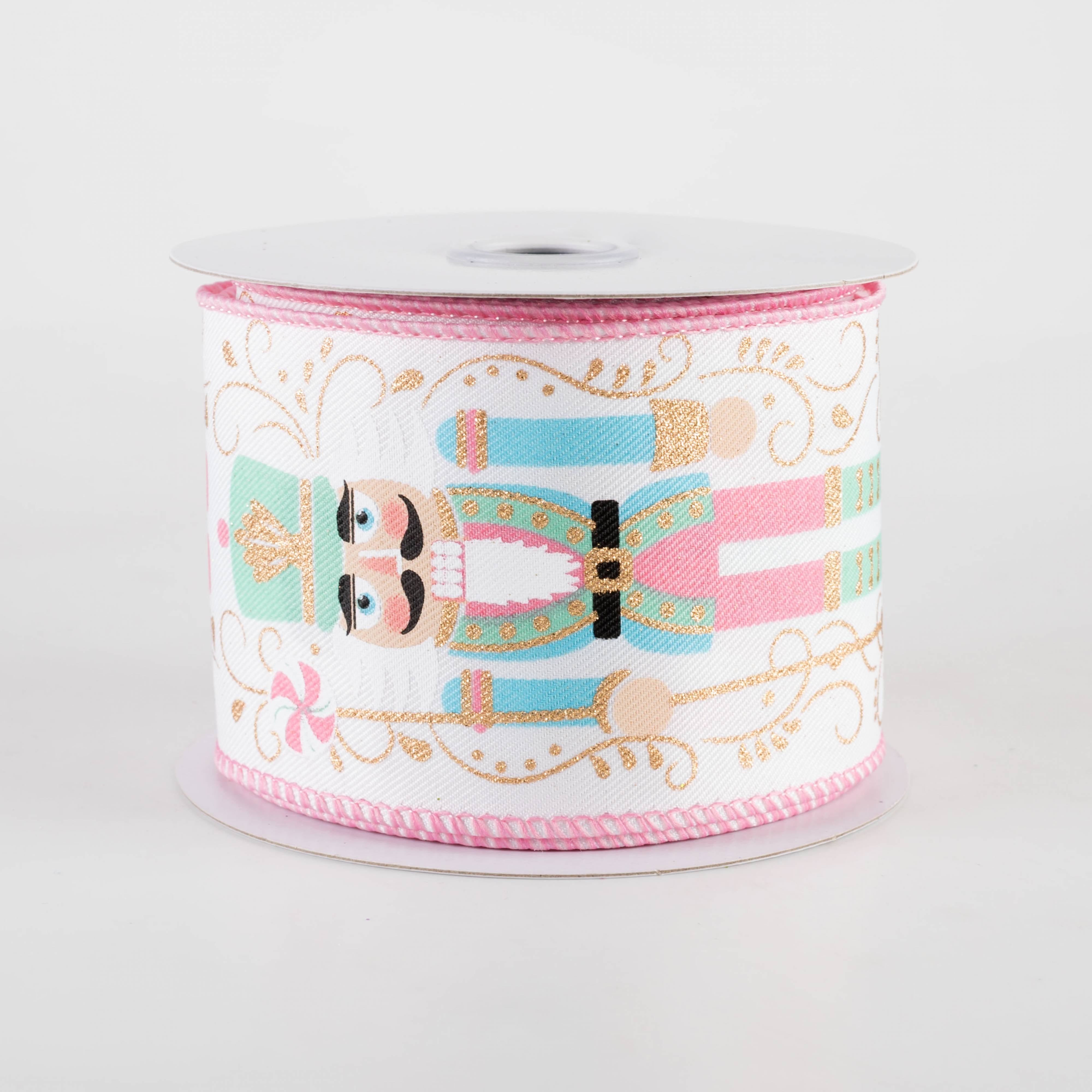 2.5" Pastel Nutcrackers Ribbon: White (10 Yards) Item Number: RGA1343WT